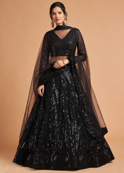 Black Sequins Lehenga Choli