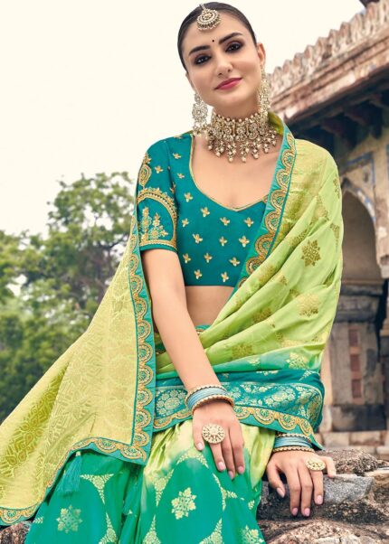 Blue & Green Banarasi Saree