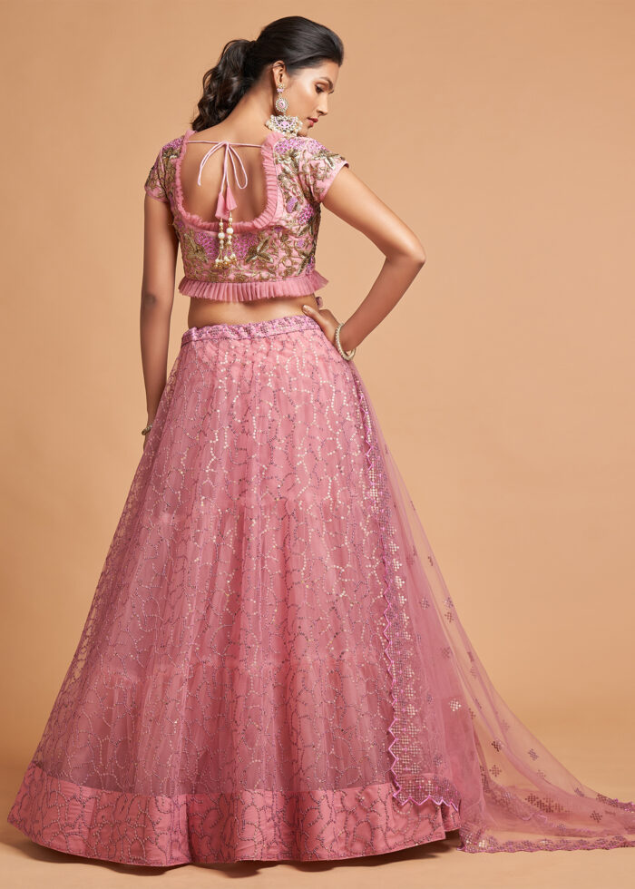 Blush Pink Lehenga Choli with Embroidery Work