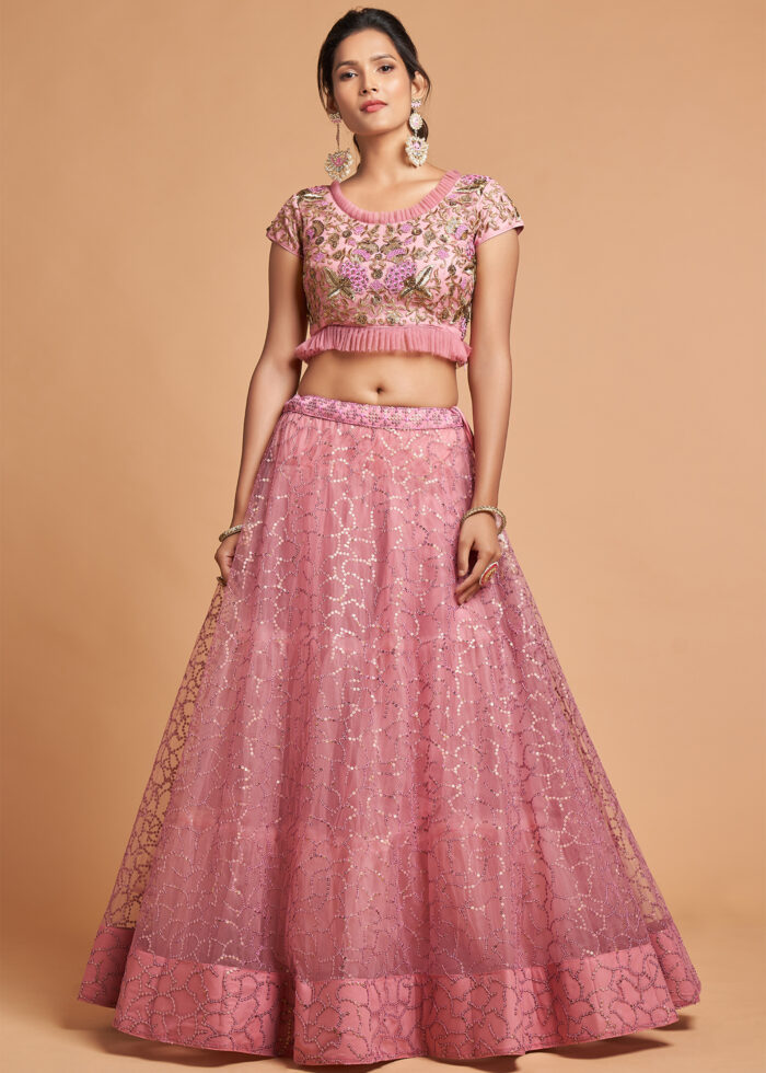 Blush Pink Lehenga Choli with Embroidery Work