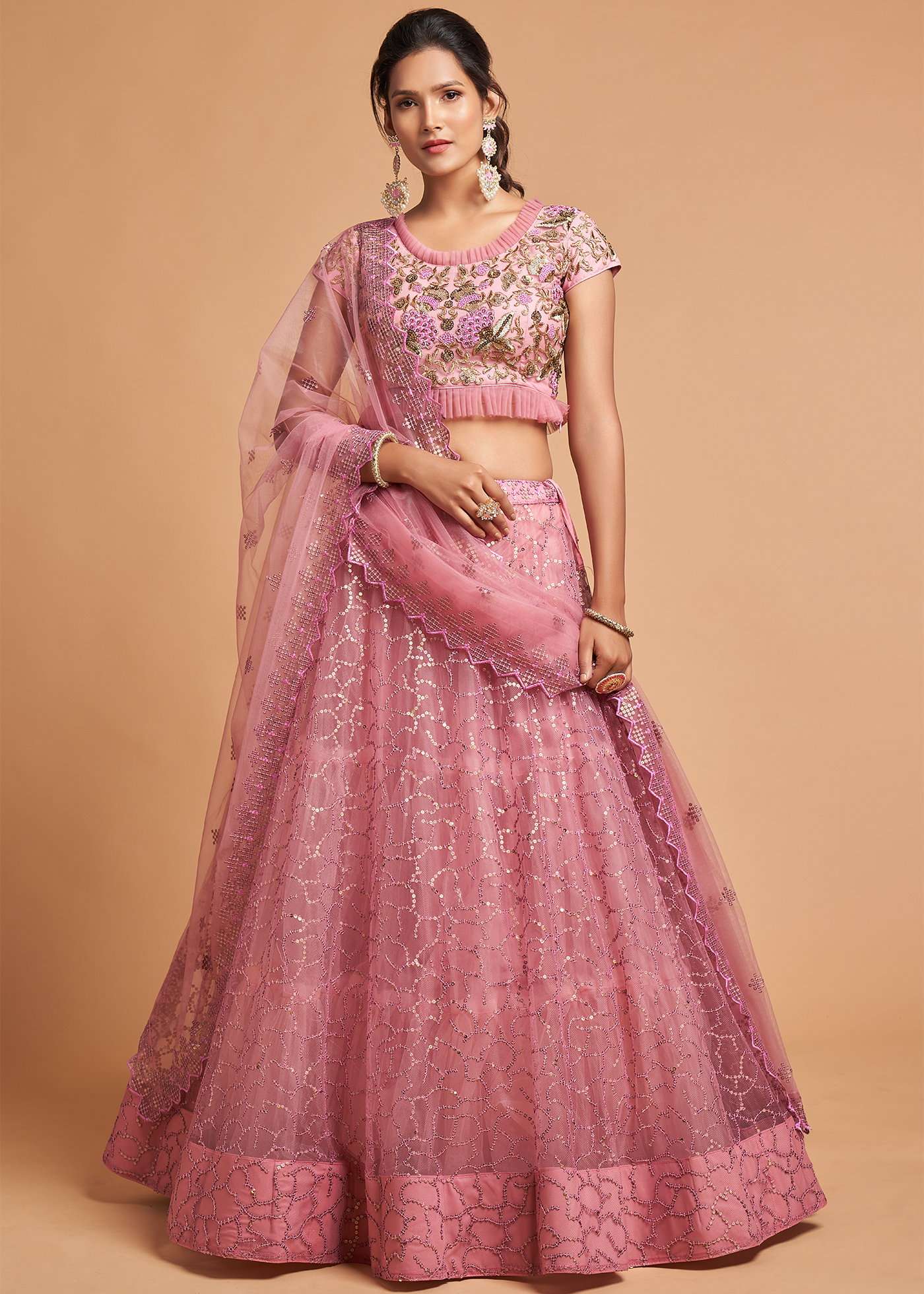 Blush Pink Lehenga Choli with Embroidery Work