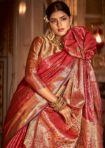 Brick Red Kanjivaram Silk Saree