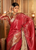 Brick Red Kanjivaram Silk Saree