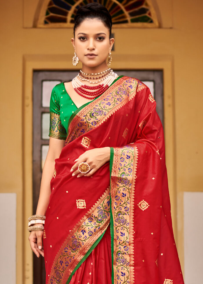 Bridal Red Banarasi Silk Saree