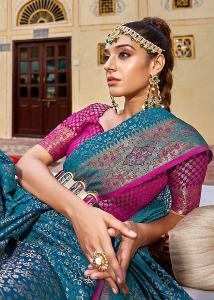 Cerulean Blue Patola Saree