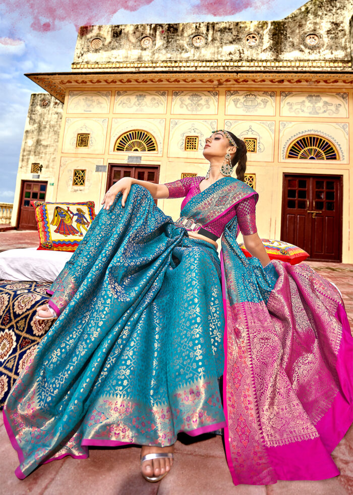 Cerulean Blue Patola Saree