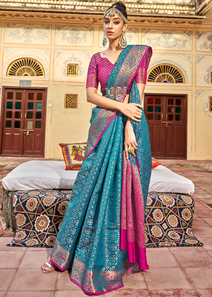 Cerulean Blue Patola Saree