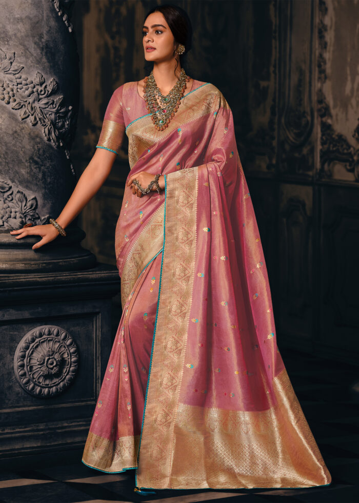 Contessa Pink Tissue Silk Saree