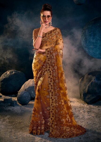 Copper Brown Designer Saree