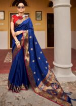 Dark Blue Banarasi Silk Saree