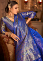 Egyptian Blue Kanjivaram Silk Saree