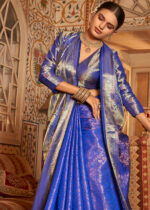 Egyptian Blue Kanjivaram Silk Saree