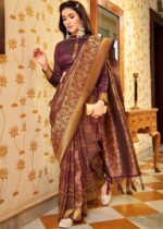 Golden Wine Kanjivaram Saree