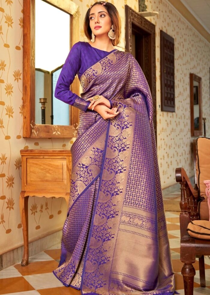 Grape Purple Kanjivaram Saree