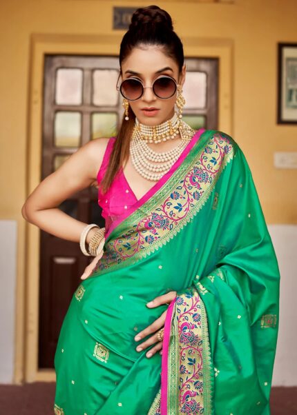 Green Banarasi Silk Saree