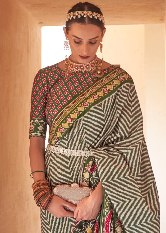 Olive Green Patola Saree