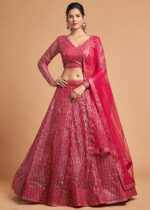 Hot Pink Sequins Lehenga Choli