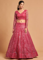 Hot Pink Sequins Lehenga Choli