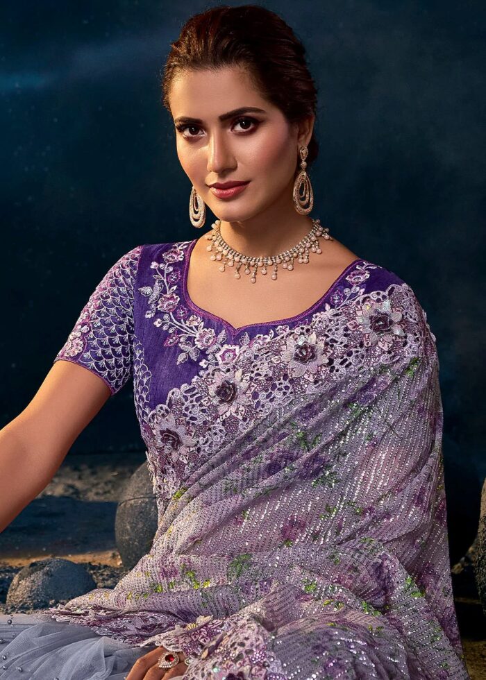 Indigo Purple Designer Saree