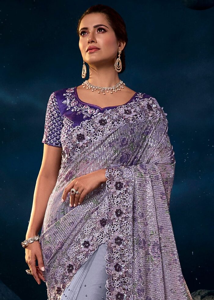 Indigo Purple Designer Saree