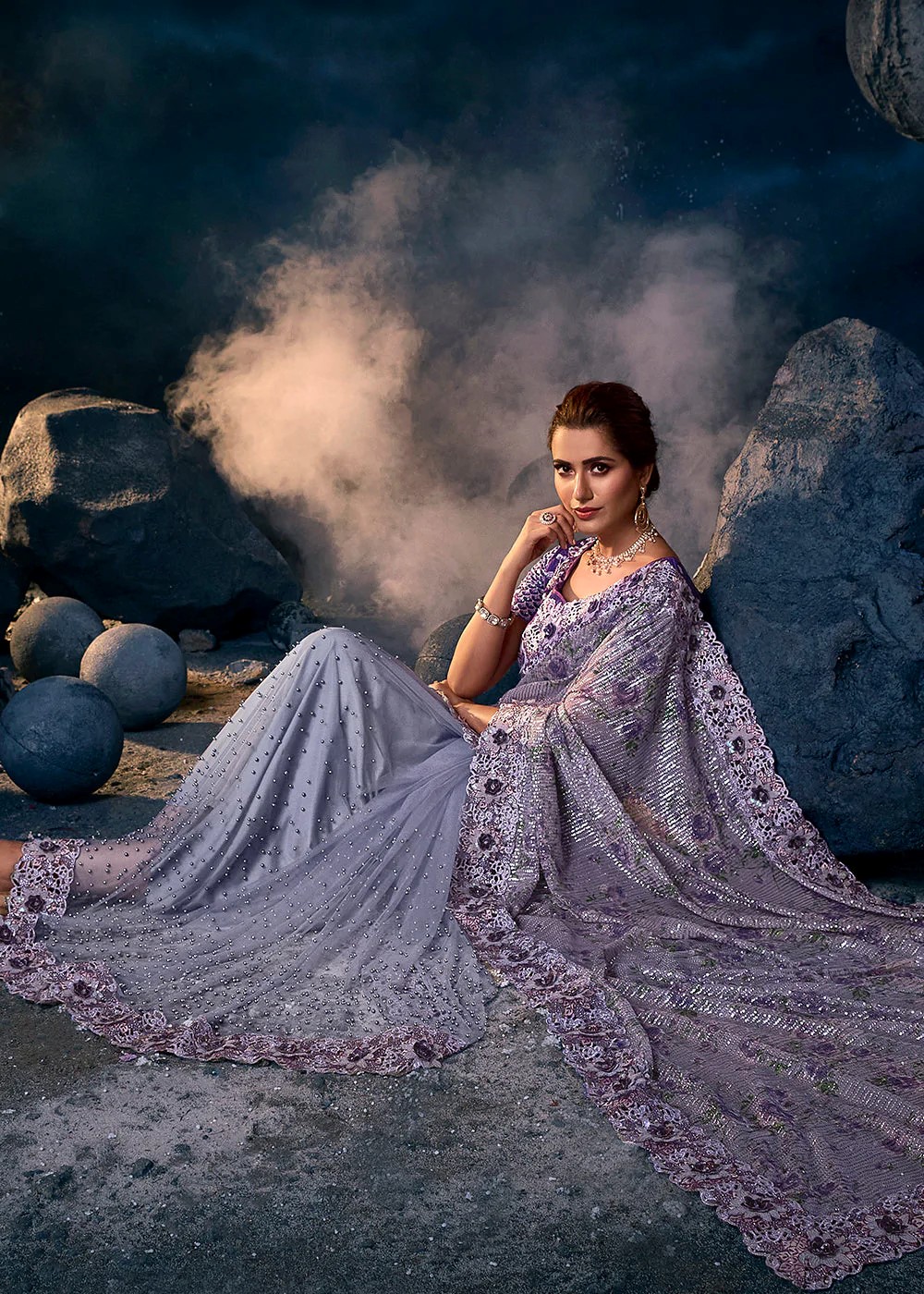 Indigo Purple Designer Saree