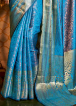 Lake Blue Kanjivaram Silk Saree