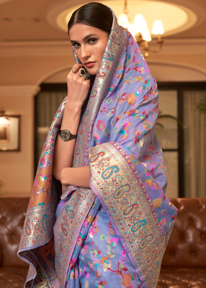 Lavender Kashmiri Jamawar Saree