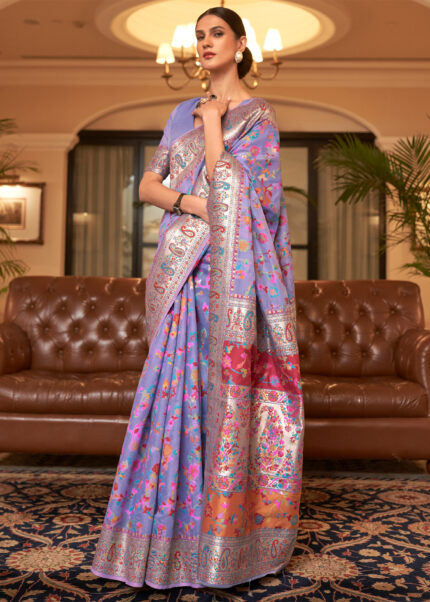 Lavender Kashmiri Jamawar Saree