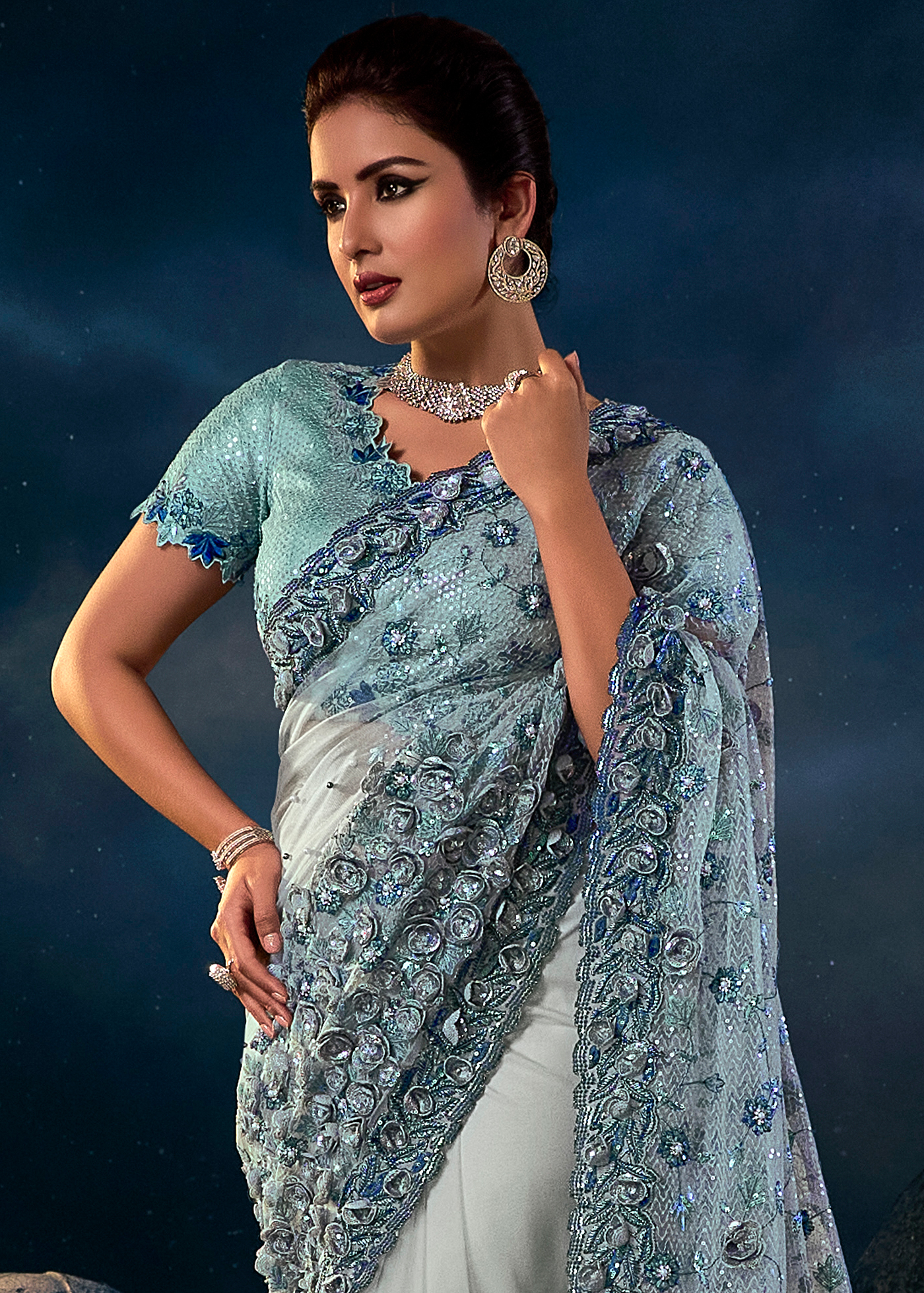 Light Gray Designer Saree