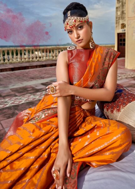 Marigold Orange Patola Saree