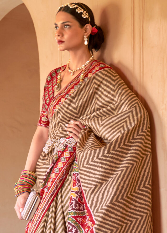 Teak Brown Patola Saree