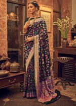 Midnight Black Jamawar Saree