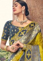 Mustard Yellow Banarasi Saree