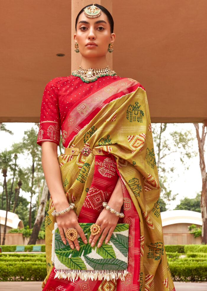 Mustard Yellow Patola Silk Saree