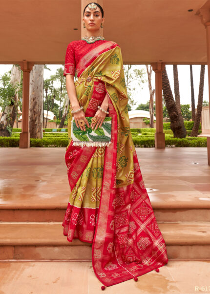 Mustard Yellow Patola Silk Saree