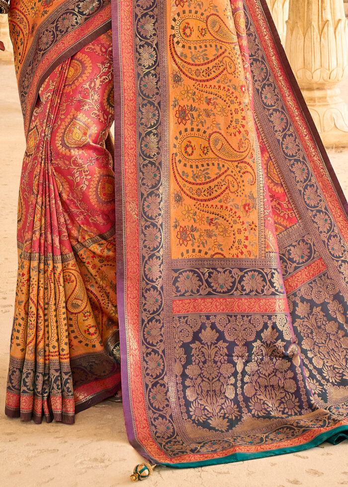 Orange Banarasi Silk Saree