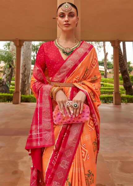 Orange Patola Silk Saree