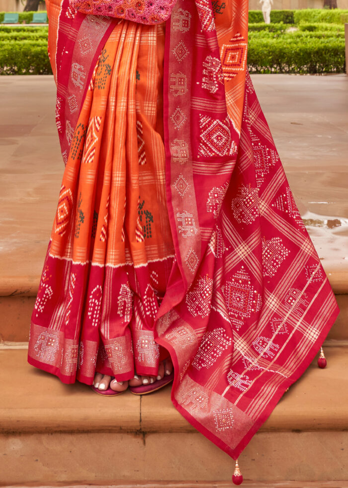 Orange Patola Silk Saree