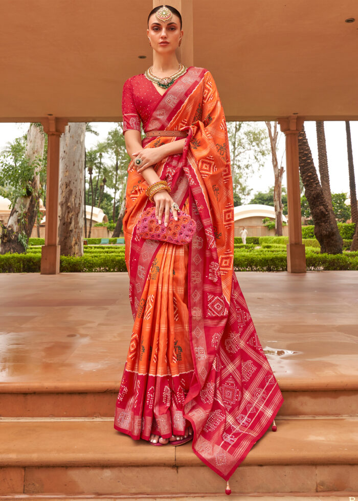 Orange Patola Silk Saree