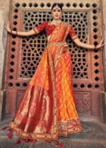 Orange & Red Banarasi Saree