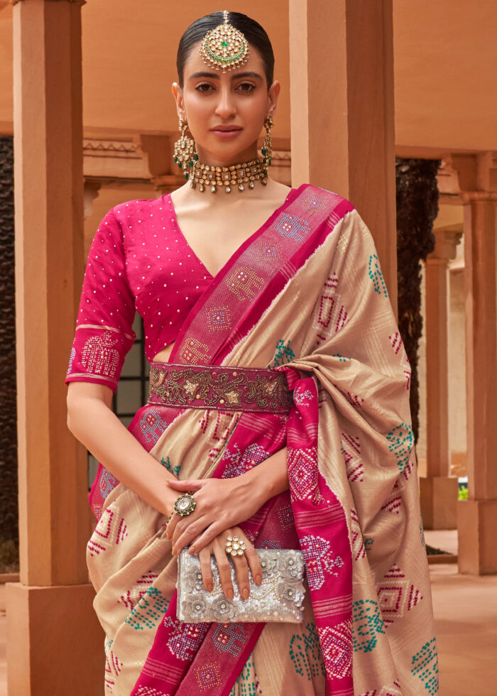 Pale Brown Patola Saree