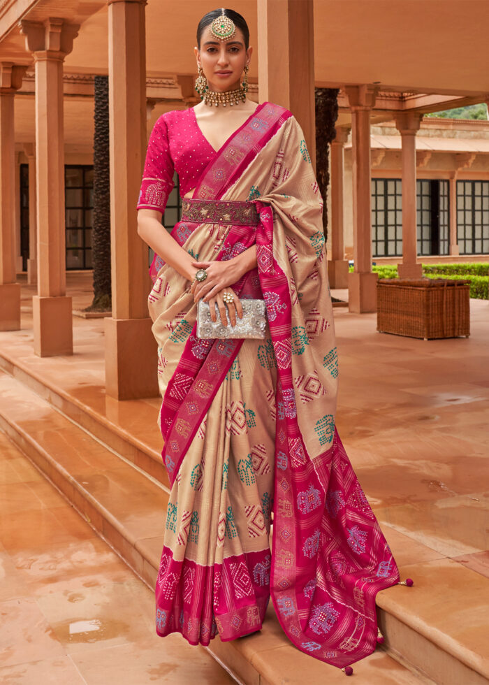 Pale Brown Patola Saree