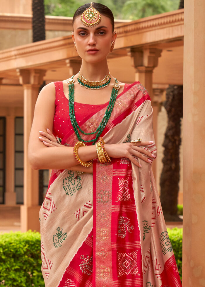 Pale Brown Patola Saree