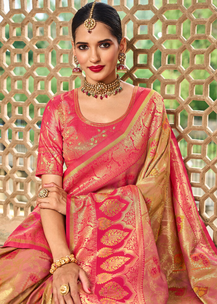 Paradise Pink Banarasi Silk Saree