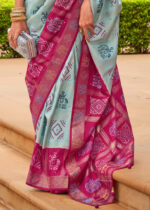 Pastel Blue Patola Saree