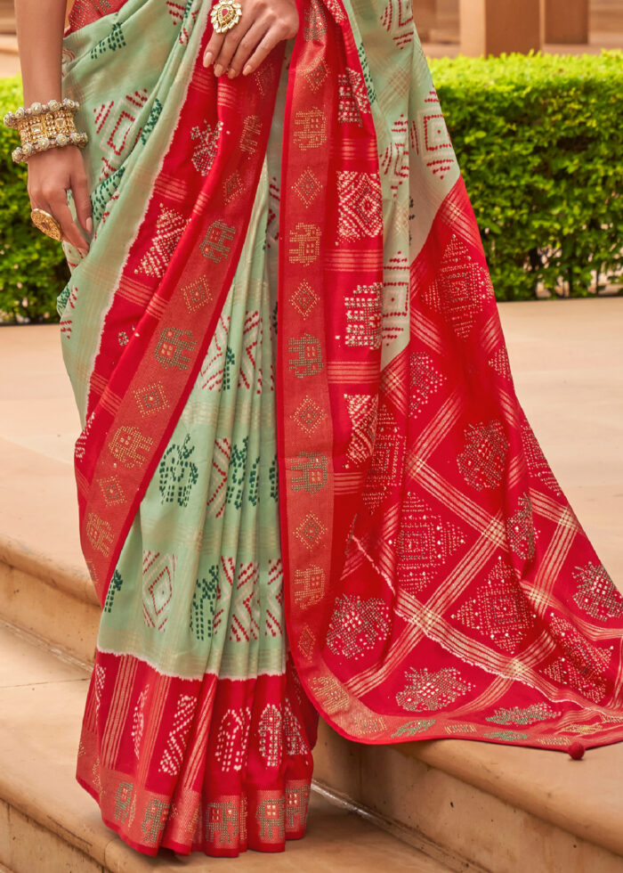 Pastel Green Patola Saree