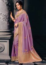 Pastel Violet Tissue Silk Saree