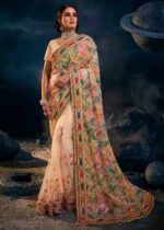 Peach Designer Saree