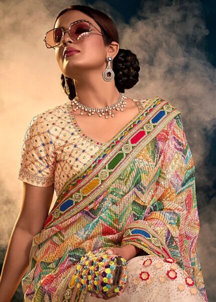 Peach Designer Saree