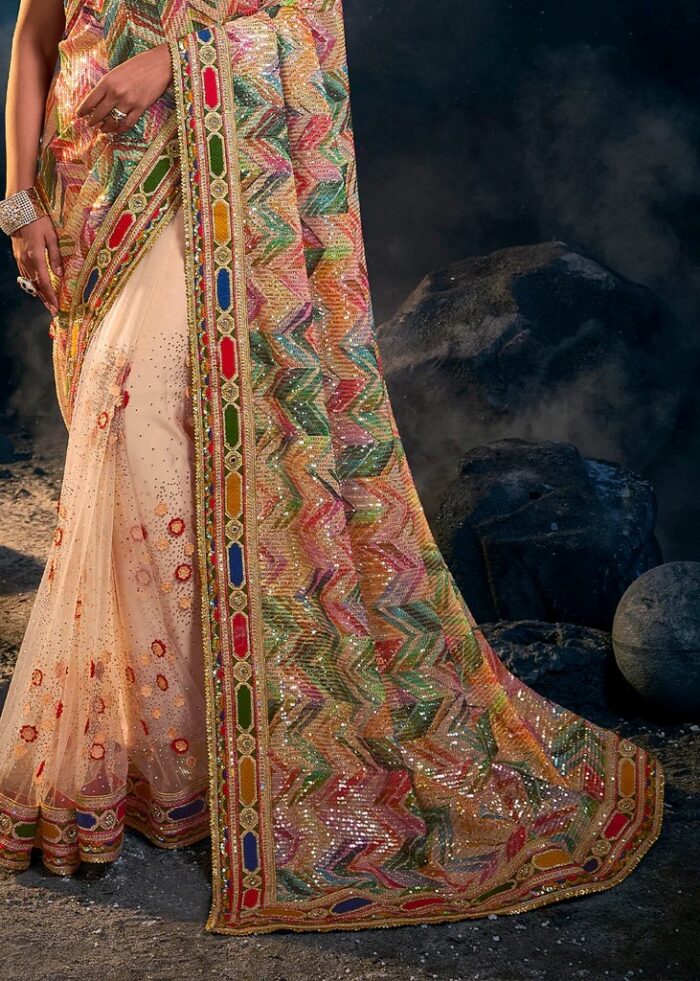 Peach Designer Saree